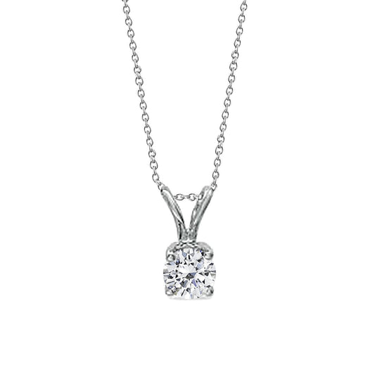 Solitaire redondo pendente de diamante 0.40 quilates ouro branco 14K novo - harrychadent.pt