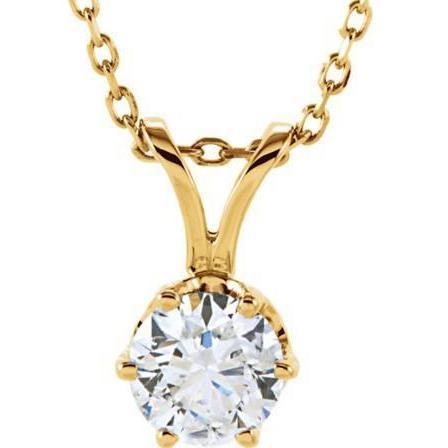 Solitaire redondo colar de pingente de diamante de 2.75 quilates em ouro amarelo 14K - harrychadent.pt