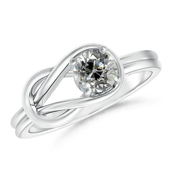 Solitaire redondo diamante anel antigo estilo europeu de nó de 2 quilates - harrychadent.pt