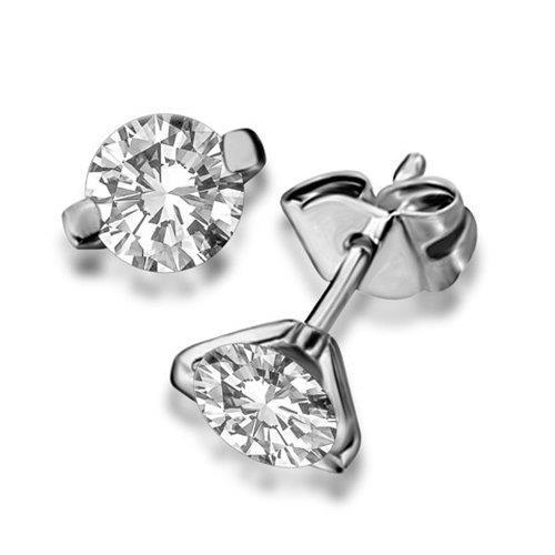 Solitaire Round Diamond Stud Earring 1.70 quilates ouro branco 14K - harrychadent.pt