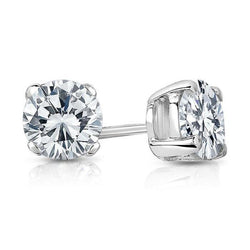 Solitaire Round Diamond Stud Earring Women Gold Fine Jewelry 3 Carats