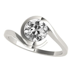Solitaire Round Old Cut Diamond Ring Tension Style 2.50 Carats