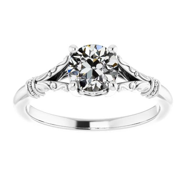 Solitaire redondo antigo corte anel de diamante estilo vintage 1.50 quilates - harrychadent.pt
