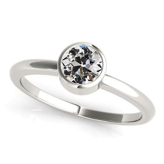 Solitaire Round Old Mine Cut Diamond Center Stone Setting: Bezel Set 2 Quilates 14K Gold - harrychadent.pt