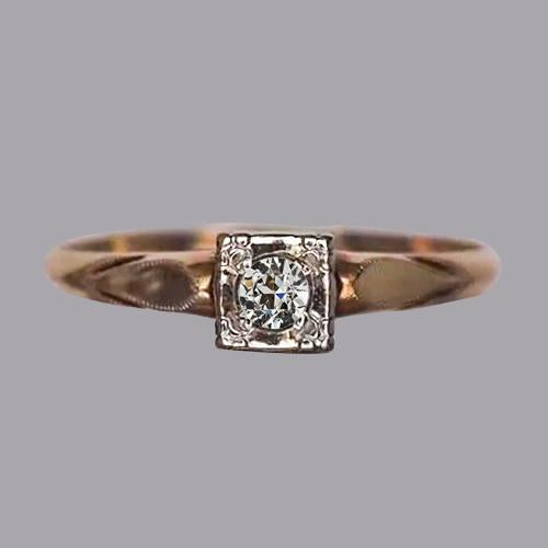 Solitaire redondo antigo corte da mina anel de diamante rosa ouro 0.50 quilates - harrychadent.pt