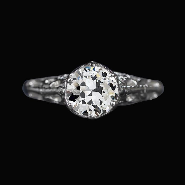Solitaire redondo antigo mineiro anel de diamante estilo antigo 2.50 quilates ouro - harrychadent.pt