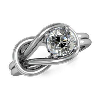 Solitaire redondo antigo mineiro anel de diamante estilo nó de amor 1 quilate - harrychadent.pt