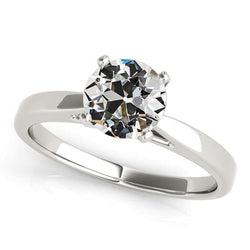 Solitaire Round Old Miner Diamond Ring Prong Tapered Shank 2 Carats