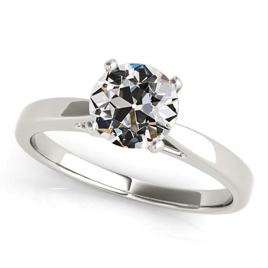Solitaire redondo antigo mineiro anel de diamante com haste cônica de 2 quilates - harrychadent.pt