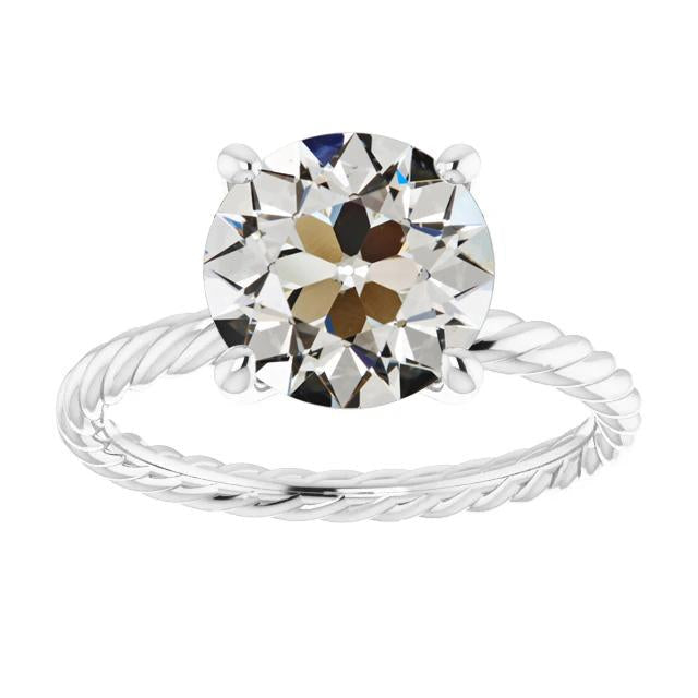 Solitaire Round Old Miner Diamond Ring Corda Estilo 4 Quilates Dourado - harrychadent.pt