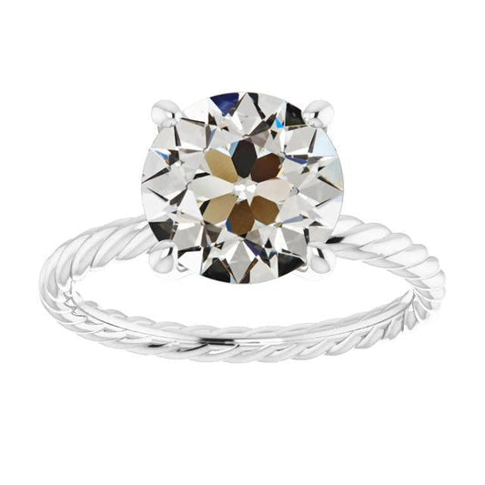 Solitaire Round Old Miner Diamond Ring Corda Estilo 4 Quilates Dourado - harrychadent.pt