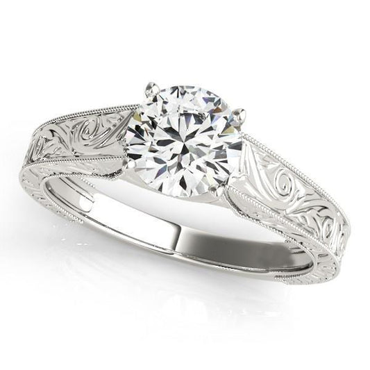 Solitaire Sparkling Diamante de 2.75 quilates estilo antigo anel em ouro branco 14K - harrychadent.pt