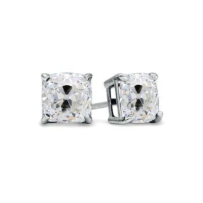 Solitaire Stud Earrings Almofada Old Miner Diamonds 3 Quilates Prong Set - harrychadent.pt