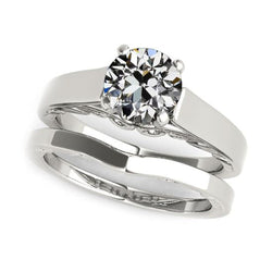Solitaire Wedding Ring Set Round Old Miner Diamond 1.50 Carats
