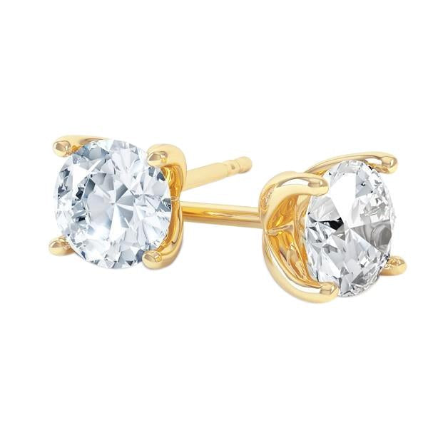 Brincos de diamante brilhantes de 3.00 quilates com corte redondo amarelo ouro 14K - harrychadent.pt