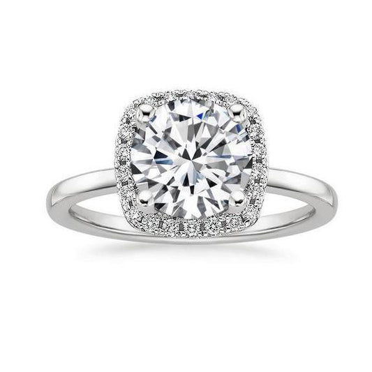 Anel de aniversário de diamante redondo de 3.40 ct espumante Halo - harrychadent.pt