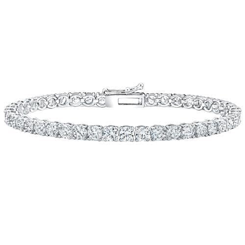 Bracelete brilhante de tênis de 9 quilates com corte redondo de diamante WG 14K - harrychadent.pt