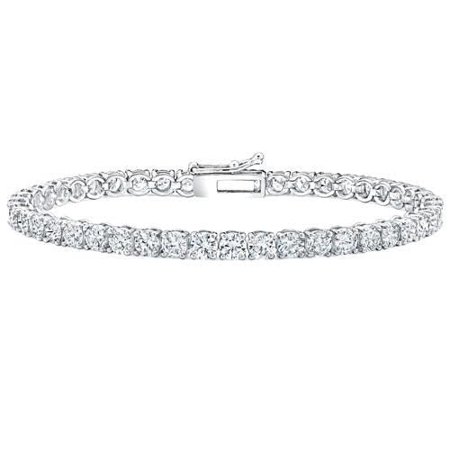 Bracelete brilhante de tênis de 9 quilates com corte redondo de diamante WG 14K - harrychadent.pt
