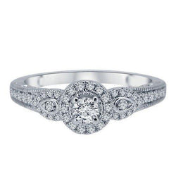 Sparkling Diamonds Antique Style Halo Ring With Accents 2.50 Ct WG 14K