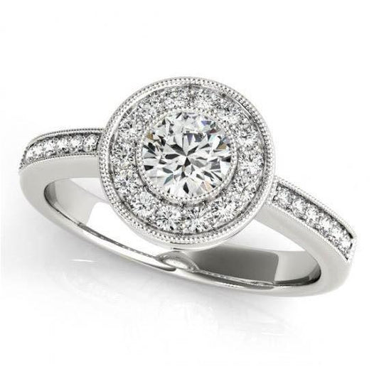 Diamantes espumantes Halo Engagement 1.35 quilates Anel dourado branco 14K - harrychadent.pt