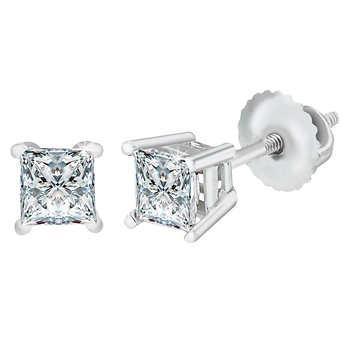 Brincos de cravos de diamantes cintilantes 14K corte Princesa 2.50 quilates - harrychadent.pt