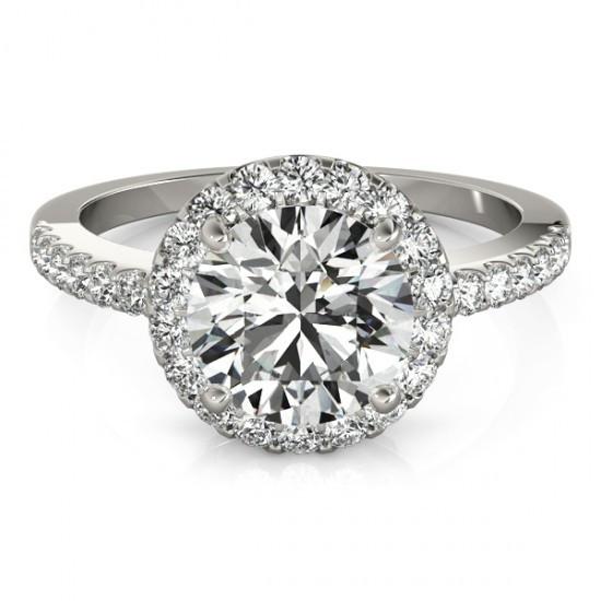 Anel extravagante de noivado de diamante redondo de halo cintilante 2.50 quilates WG 14K - harrychadent.pt