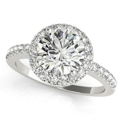 Sparkling Halo Round Diamond Engagement Fancy Ring 2.50 Carat WG 14K