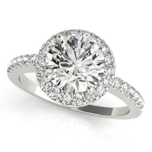 Anel extravagante de noivado de diamante redondo de halo cintilante 2.50 quilates WG 14K - harrychadent.pt