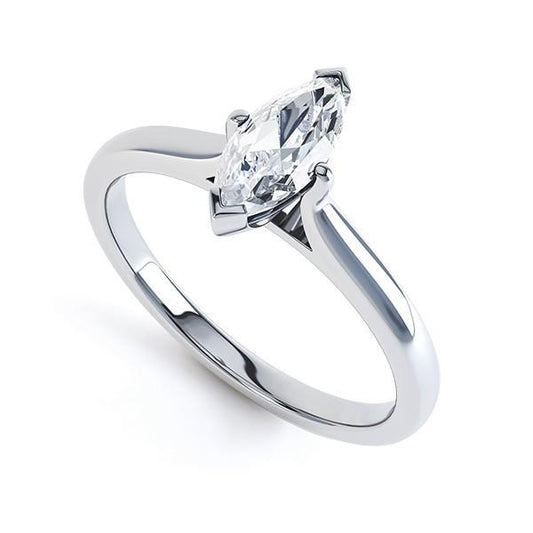 Espumante Marquise Cut 2 Ct Diamond Solitaire Anel Ouro Branco 14K - harrychadent.pt