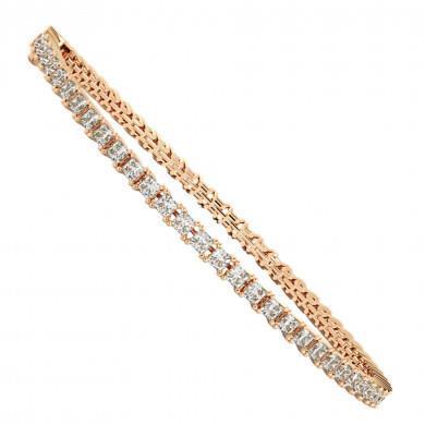 Bracelete de tênis espumante princesa corte 5.75 ct diamantes rosa ouro - harrychadent.pt