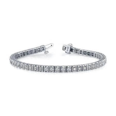 Bracelete de tênis com lapidação redonda espumante de diamantes de 10 quilates em ouro branco 14K nova - harrychadent.pt