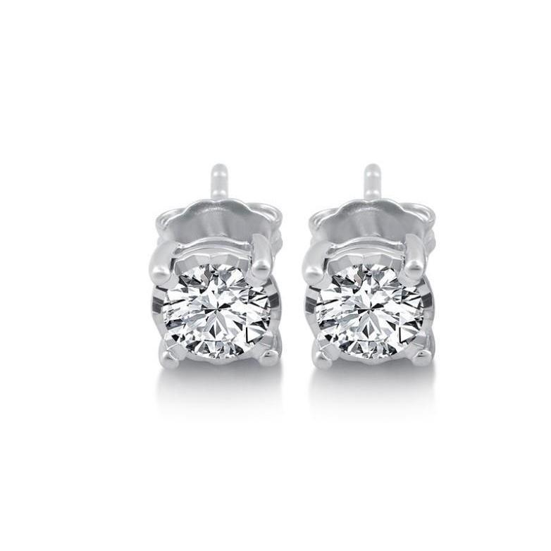 Espumante redondo corte 3.80 ct diamantes femininos brincos de ouro branco - harrychadent.pt