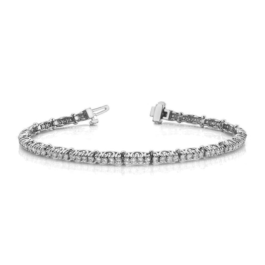 Pulseira de tênis de diamante brilhante redondo com corte redondo de 8 quilates e ouro branco - harrychadent.pt