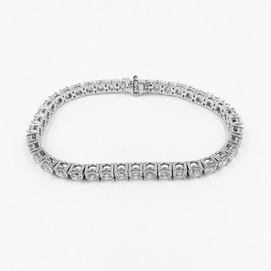 Bracelete de tênis de ouro branco espumante redondo corte 8 quilates de diamantes - harrychadent.pt