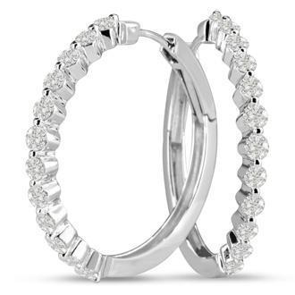 Anel de orelha de diamante brilhante com corte redondo e ouro branco 14K 2 quilates - harrychadent.pt