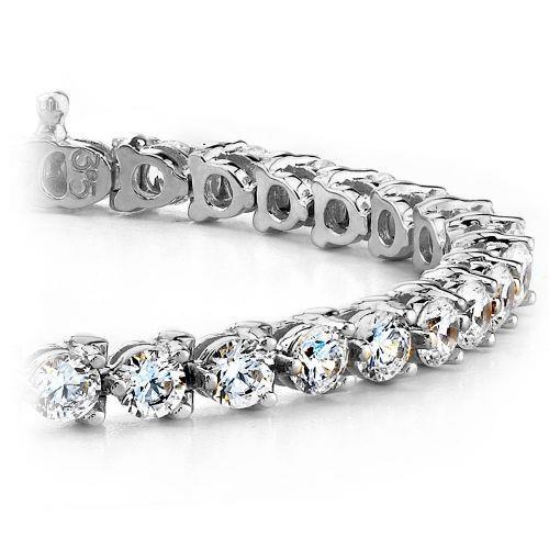 Pulseira de tênis de diamante com corte redondo espumante 4.50 quilates WG 14K - harrychadent.pt