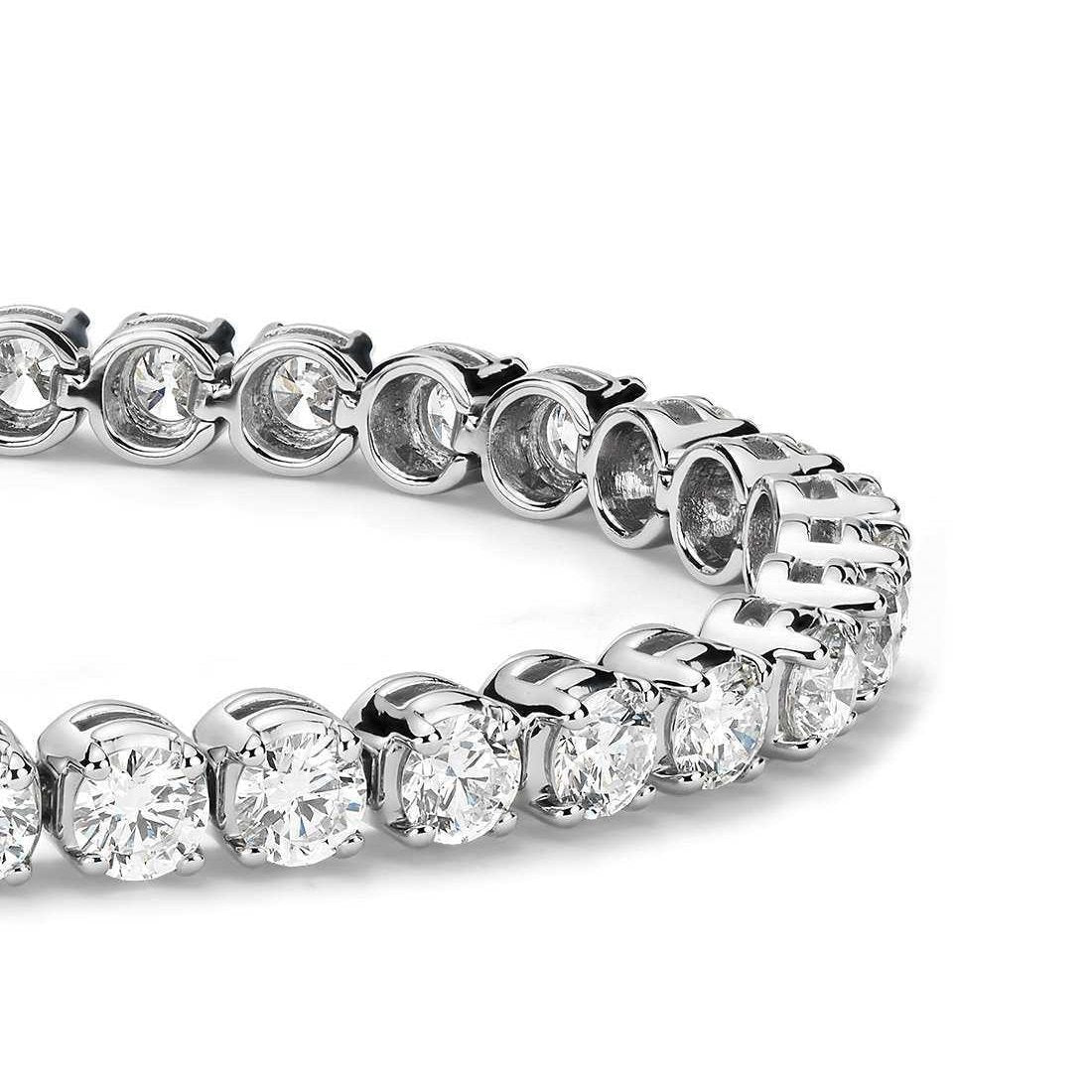 Bracelete de tênis de diamante com lapidação redonda espumante e ouro branco 6 quilates 14K - harrychadent.pt