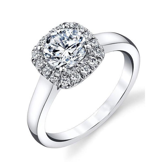 Anel de halo de diamantes com lapidação redonda cintilante 3,60 quilates em ouro branco 14K - harrychadent.pt