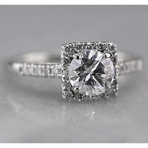 Anel quadrado de diamante Halo acentuado de 1.50 quilates em ouro branco - harrychadent.pt