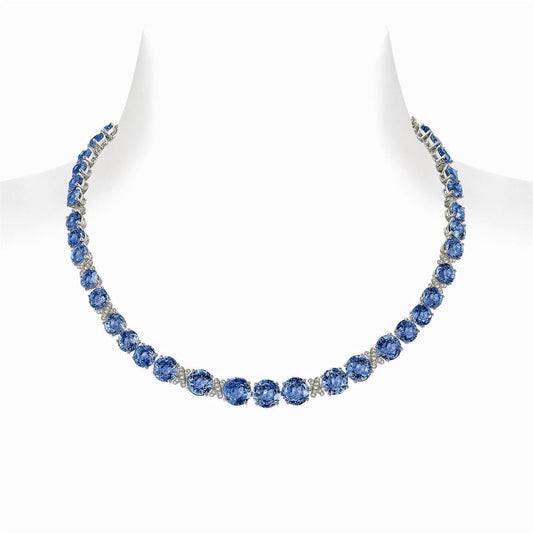 Colar de ouro 14K de diamantes safira azul do Sri Lanka de 39,25 quilates - harrychadent.pt