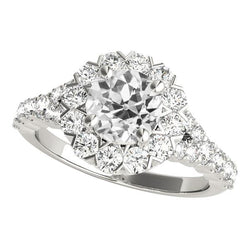 Star Style Halo Ring Round Old Mine Cut Diamond Jewelry 4.50 Carats
