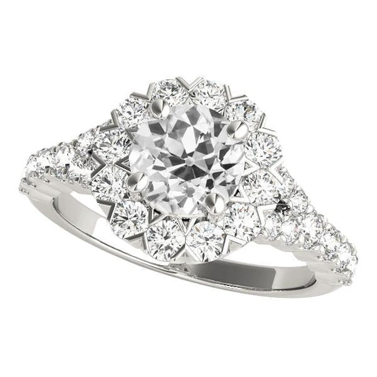 Anel de halo estilo estrela redondo antigo joia com diamante de corte de 4.50 quilates - harrychadent.pt