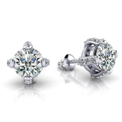 Stud Earrings 4.60 Ct Sparkling Round Cut Diamonds