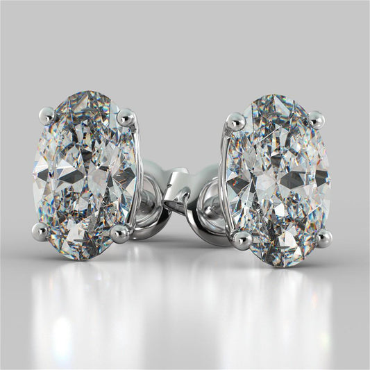 Conjunto de brincos de diamante com pino feminino de 2 quilates em ouro branco e corte oval - harrychadent.pt