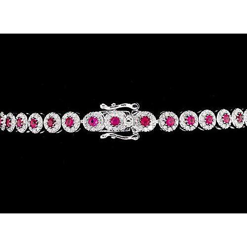 Conjunto de bracelete de tênis de 12 quilates com pontas de safira rosa e ouro branco 14K - harrychadent.pt