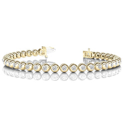 Tennis Bracelet 14K YG Round Cut Diamonds Bezel Set 16.75 Carats