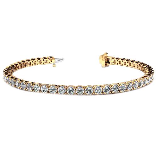 Pulseira de tênis de 7 quilates espumante redondo com corte redondo de ouro amarelo - harrychadent.pt