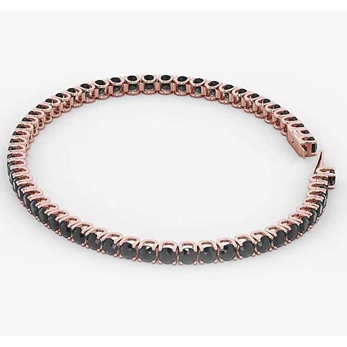 Pulseira de tênis com diamante negro 5.90 quilates ouro rosa 14K joias novas - harrychadent.pt