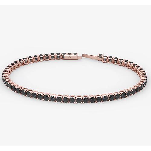 Pulseira de tênis com diamante negro 5.90 quilates ouro rosa 14K joias novas - harrychadent.pt