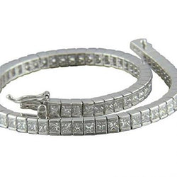 Tennis Bracelet Lady Gold 7.20 Ct Channel Set Princess Cut Diamond